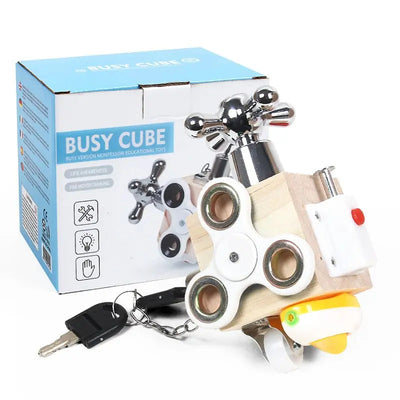 Fidtoy Montessori Busy Board Cube for Toddlers – Sensory & Cognitive Development Toy