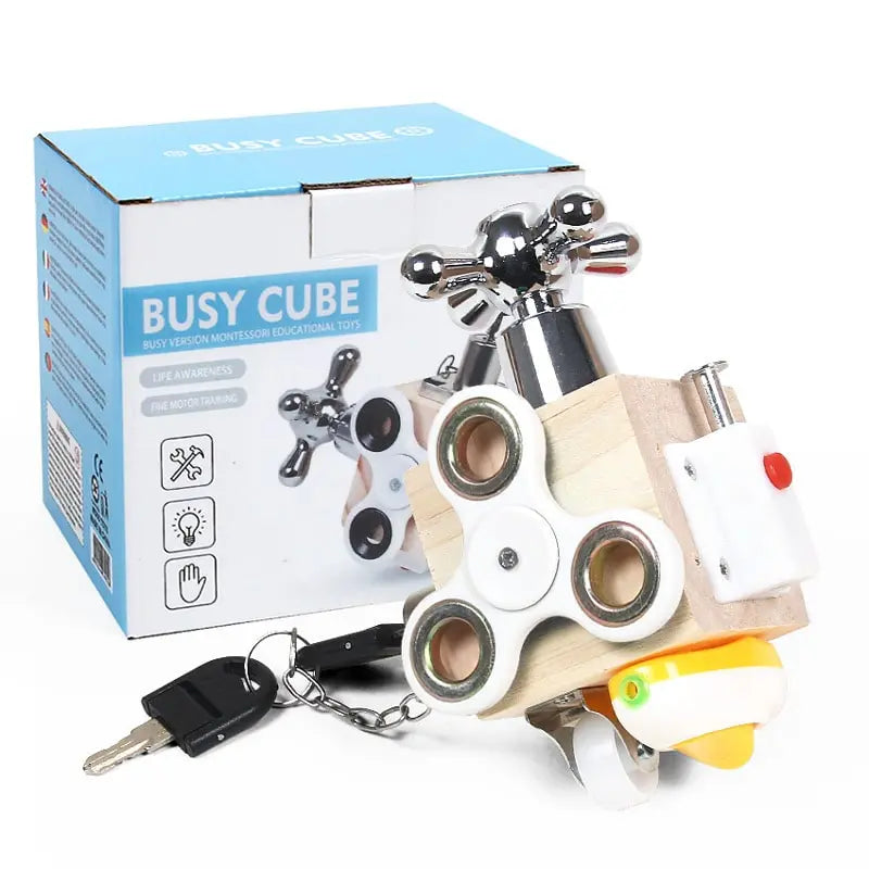 Fidtoy Montessori Busy Board Cube for Toddlers – Sensory & Cognitive Development Toy