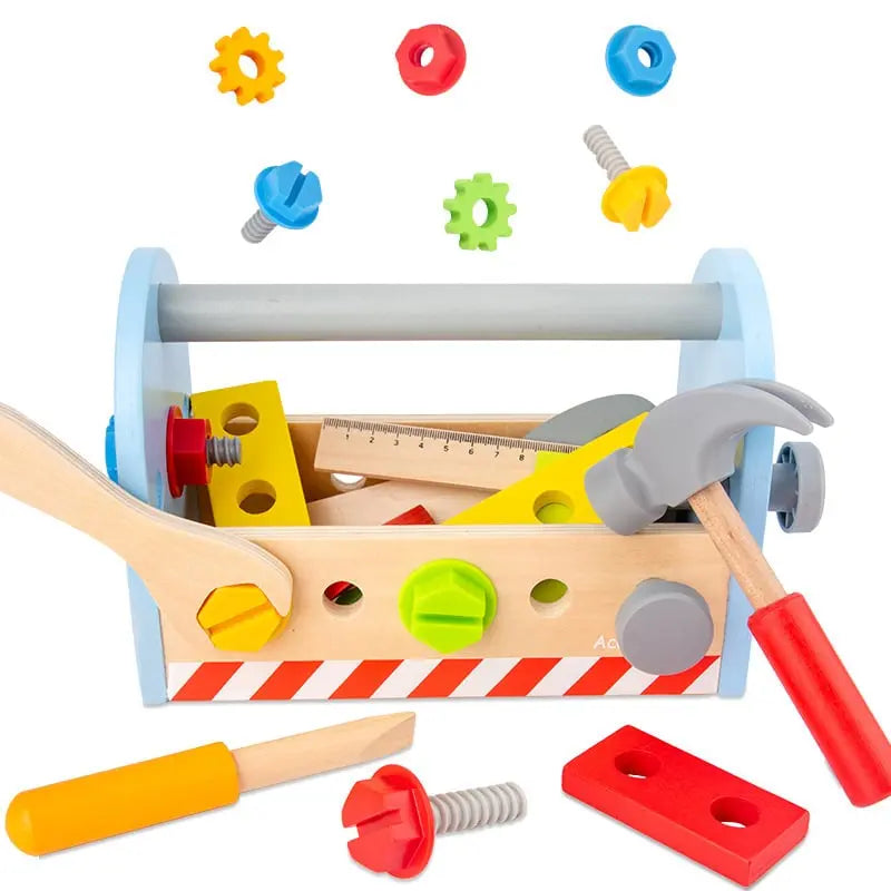 Fidtoy Montessori Wooden Toolbox for Kids – DIY Creative Building & Fine Motor Skills