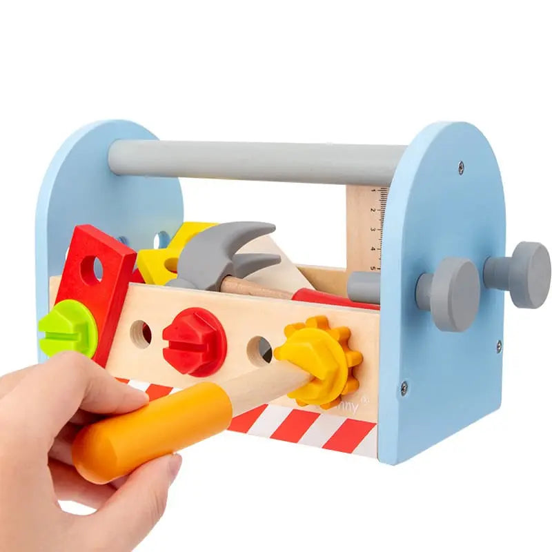 Fidtoy Montessori Wooden Toolbox for Kids – DIY Creative Building & Fine Motor Skills
