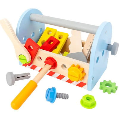 Fidtoy Montessori Wooden Toolbox for Kids – DIY Creative Building & Fine Motor Skills