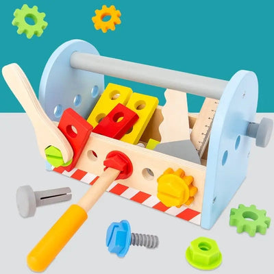 Fidtoy Montessori Wooden Toolbox for Kids – DIY Creative Building & Fine Motor Skills