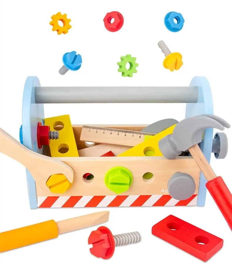 Fidtoy Montessori Wooden Toolbox for Kids – DIY Creative Building & Fine Motor Skills