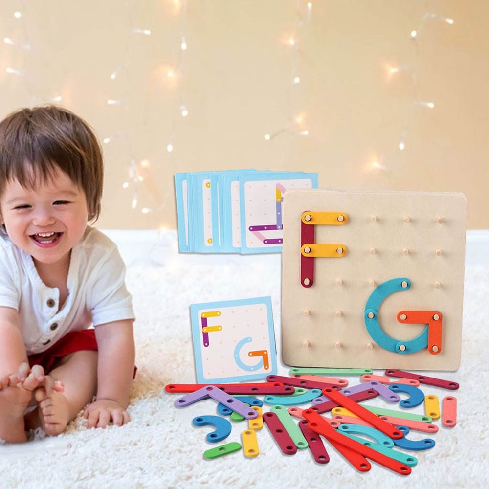 Planche à Clous Montessori - Puzzle en Bois - 104 Pièces