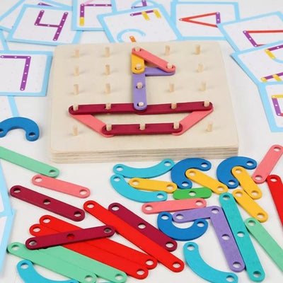 Planche à Clous Montessori - Puzzle en Bois - 104 Pièces