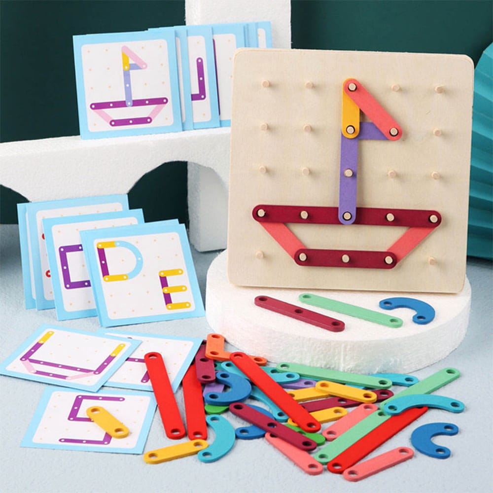 Planche à Clous Montessori - Puzzle en Bois - 104 Pièces