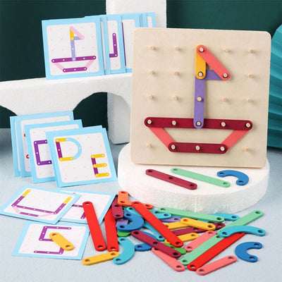 Planche à Clous Montessori - Puzzle en Bois - 104 Pièces