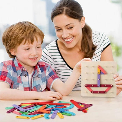 Planche à Clous Montessori - Puzzle en Bois - 104 Pièces