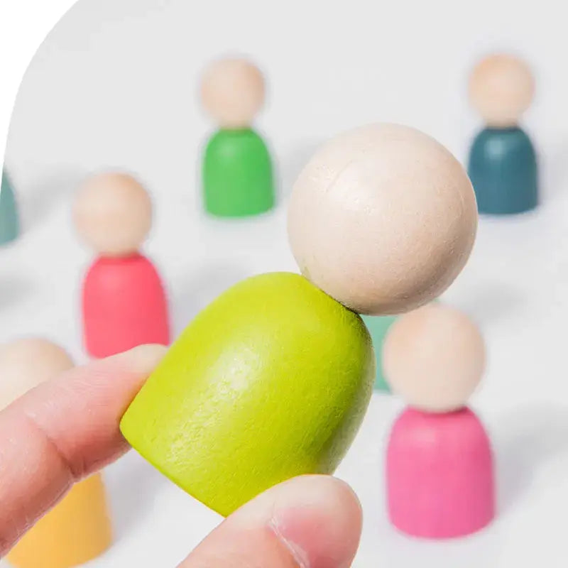 Juego Montessori de clasificación y apilamiento de colores de madera