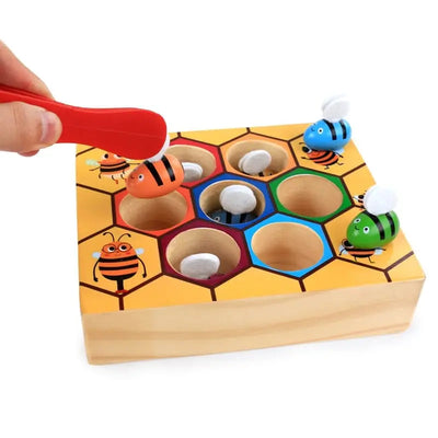 Fidtoy Montessori Jouet de tri d'abeilles pour tout-petits – Jeu de ruche en bois pour la motricité fine et l'apprentissage précoce