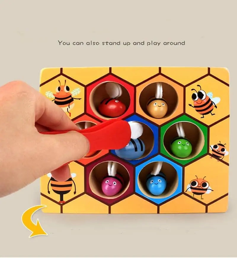 Fidtoy Montessori Jouet de tri d'abeilles pour tout-petits – Jeu de ruche en bois pour la motricité fine et l'apprentissage précoce
