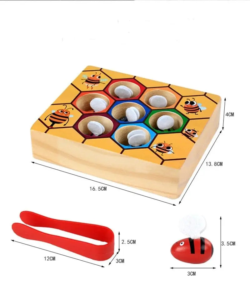 Fidtoy Montessori Jouet de tri d'abeilles pour tout-petits – Jeu de ruche en bois pour la motricité fine et l'apprentissage précoce