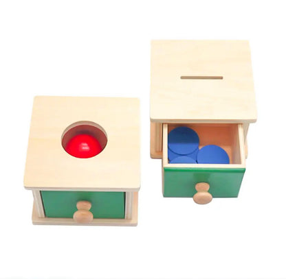 Montessori Ball and Dual-Sided Coin Drop Activity - Object Permanence Box
