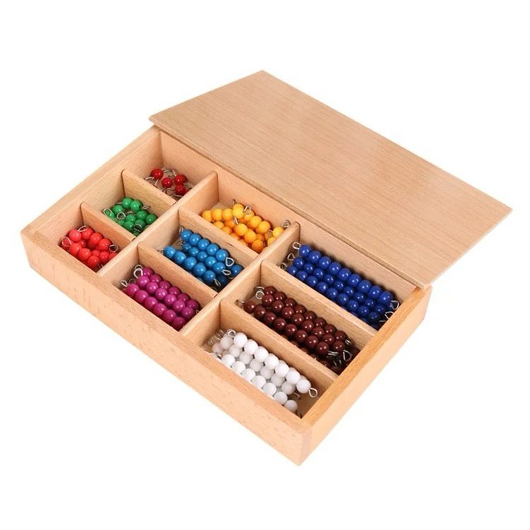 Montessori Colored Bead Bars 1–9 with Box - Hands-On Math Material for Number Quantities and Counting