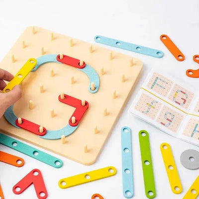 Ensemble de construction de blocs en bois créatifs Fidtoy Montessori pour enfants – Jeu d'empilement et de motifs arc-en-ciel
