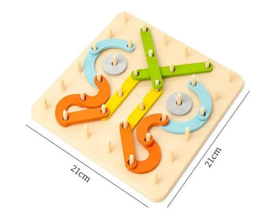 Ensemble de construction de blocs en bois créatifs Fidtoy Montessori pour enfants – Jeu d'empilement et de motifs arc-en-ciel