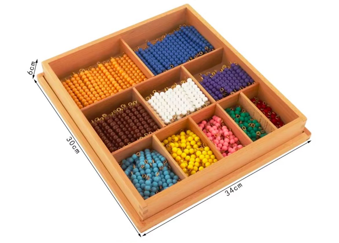 Boîte décimale Montessori - 55 barres de perles pour les nombres de 1 à 10