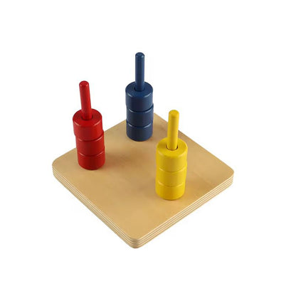 Discs on Three Colored Dowels - Montessori Toddler Material