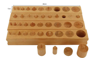 Montessori Knobbed Cylinders - Set of 4 Blocks | Sensorial Material