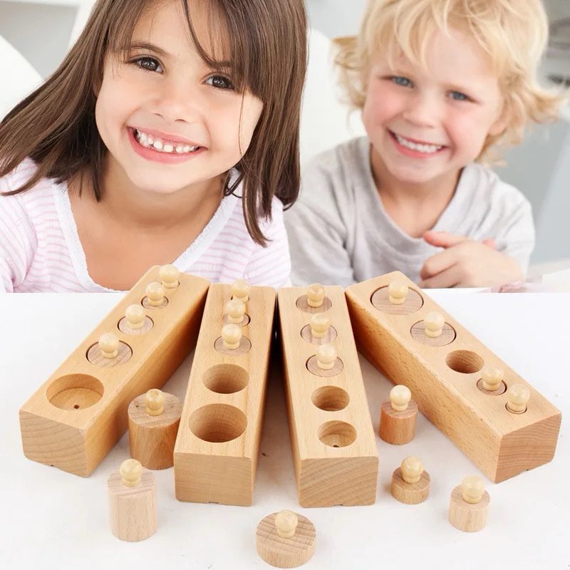 Montessori Knobbed Cylinders - Natural - Mini Set
