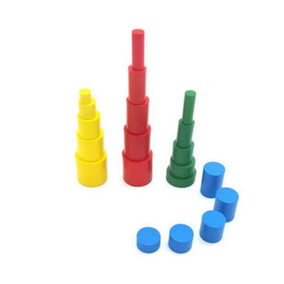Cilindros sin perilla en miniatura con tarjetas de control - Material sensorial Montessori