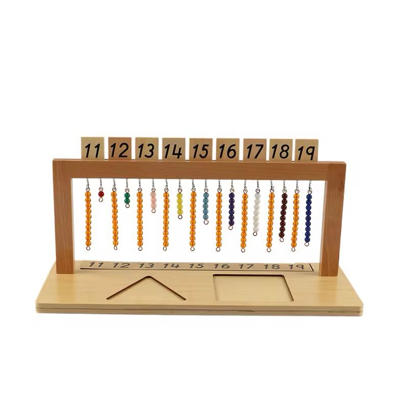 Perlier à perles Montessori pour adolescents avec perles colorées - Matériel de mathématiques pour les nombres 11 à 19
