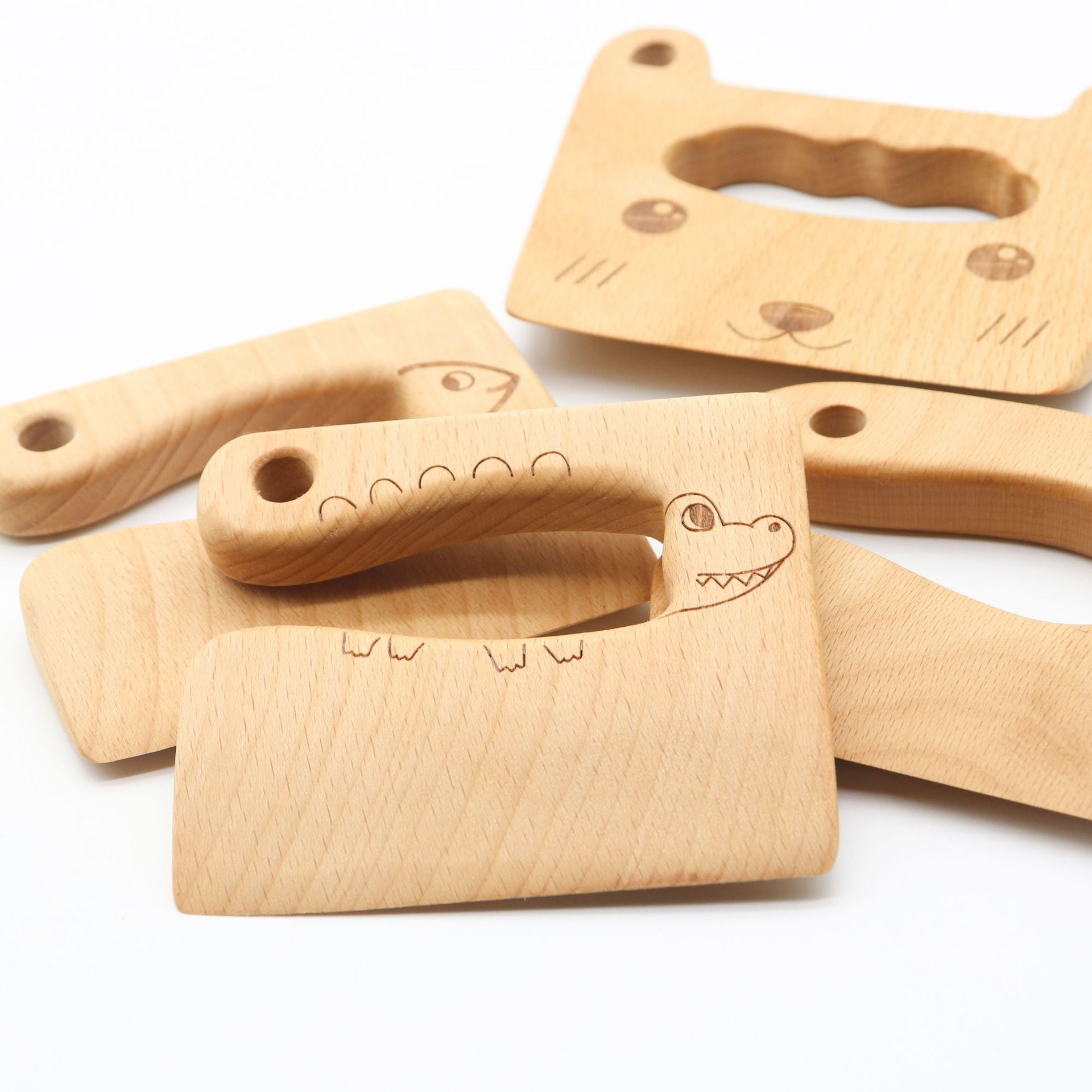 Fidtoy Montessori Wooden Chopper for Kids Toddler Kitchen Tool