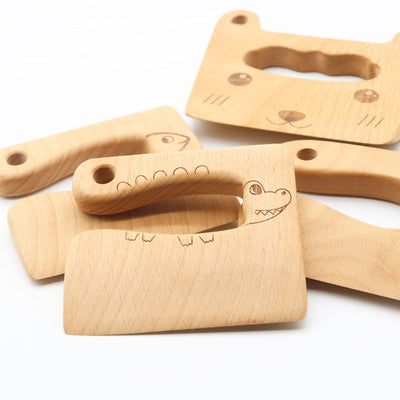 Fidtoy Montessori Wooden Chopper for Kids Toddler Kitchen Tool