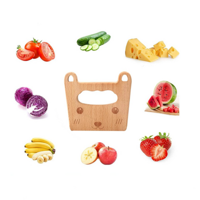 Fidtoy Montessori Wooden Chopper for Kids Toddler Kitchen Tool