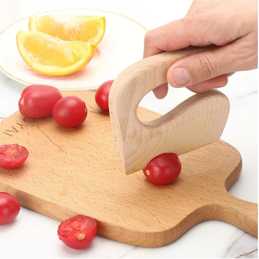 Fidtoy Montessori Wooden Chopper for Kids Toddler Kitchen Tool