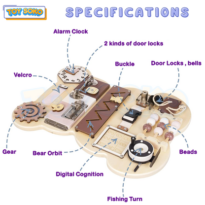 Montessori Bear Busy Board – Best Toddler Toys for Girls & Boys