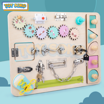 Montessori Wooden Activity Board - Learning Toys for 3 year olds