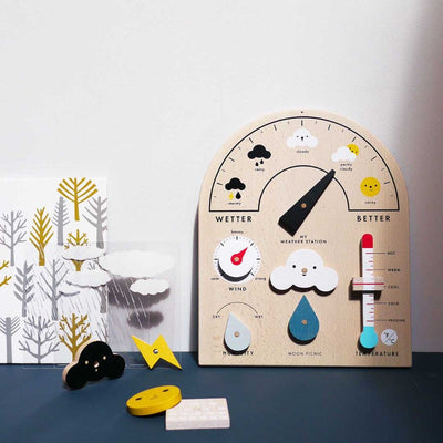 Fidtoy Wooden Weather Station Toy for Kids – Montessori Climate Learning & Parent-Child Interaction