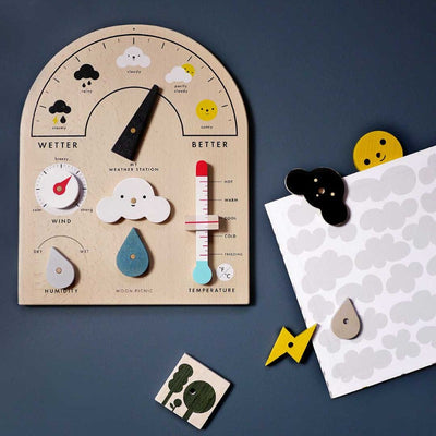 Fidtoy Wooden Weather Station Toy for Kids – Montessori Climate Learning & Parent-Child Interaction