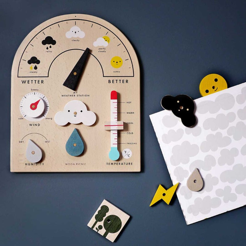 Fidtoy Wooden Weather Station Toy for Kids – Montessori Climate Learning & Parent-Child Interaction