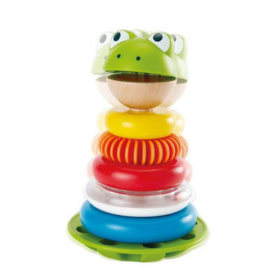 Fidtoy Wooden Frog Stacking Toy with Wobble Base Learning Toy