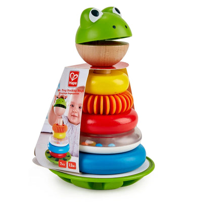 Fidtoy Wooden Frog Stacking Toy with Wobble Base Learning Toy