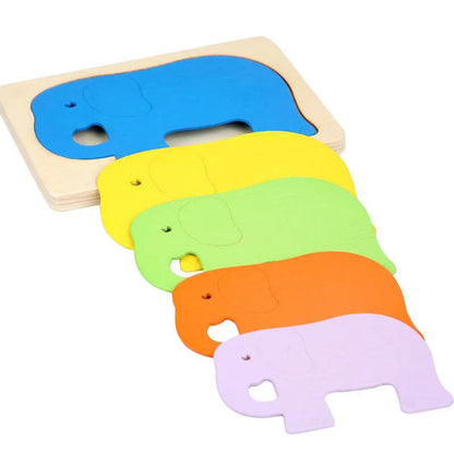 3D Multilayer Wood Puzzle Elephant/Duck/Whale/Fish - Montessori Puzzles