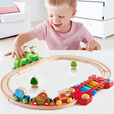 Fidtoy Jungle - Circuit de train en bois musical pour tout-petits