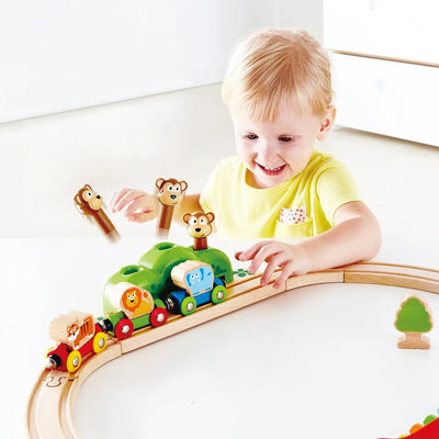 Fidtoy Jungle - Circuit de train en bois musical pour tout-petits