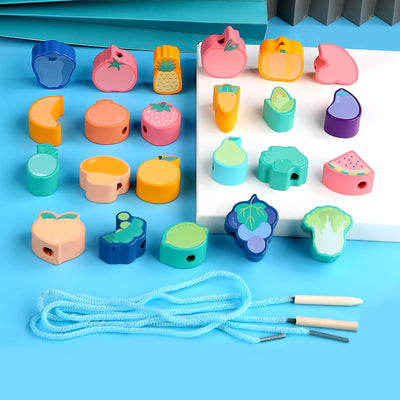 NOOLY 23 piezas de cuentas de madera para ensartar para niños pequeños CSJM-01 (frutas y verduras)
