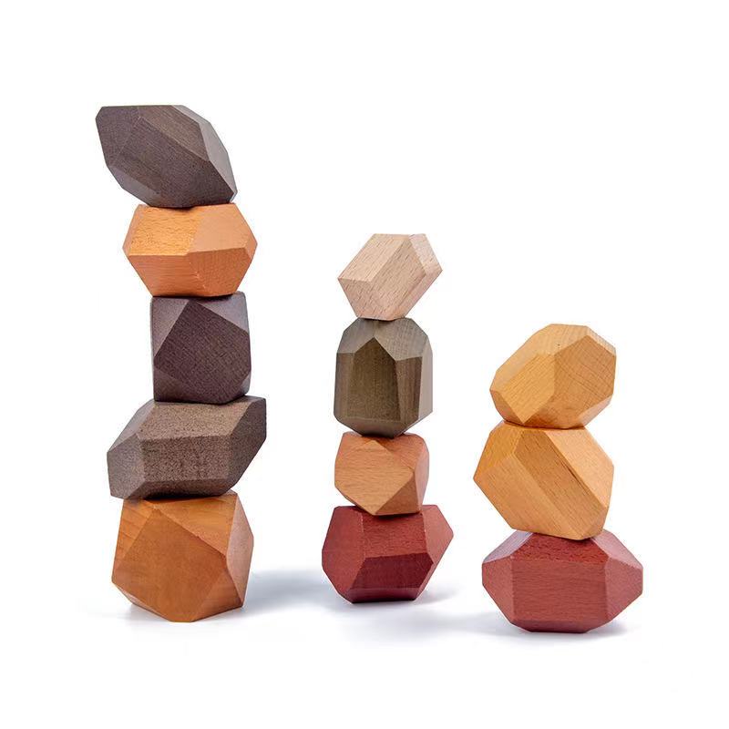 12 Pieces Jumbo Wooden Nature Balance Blocks- Open ended wooden toys