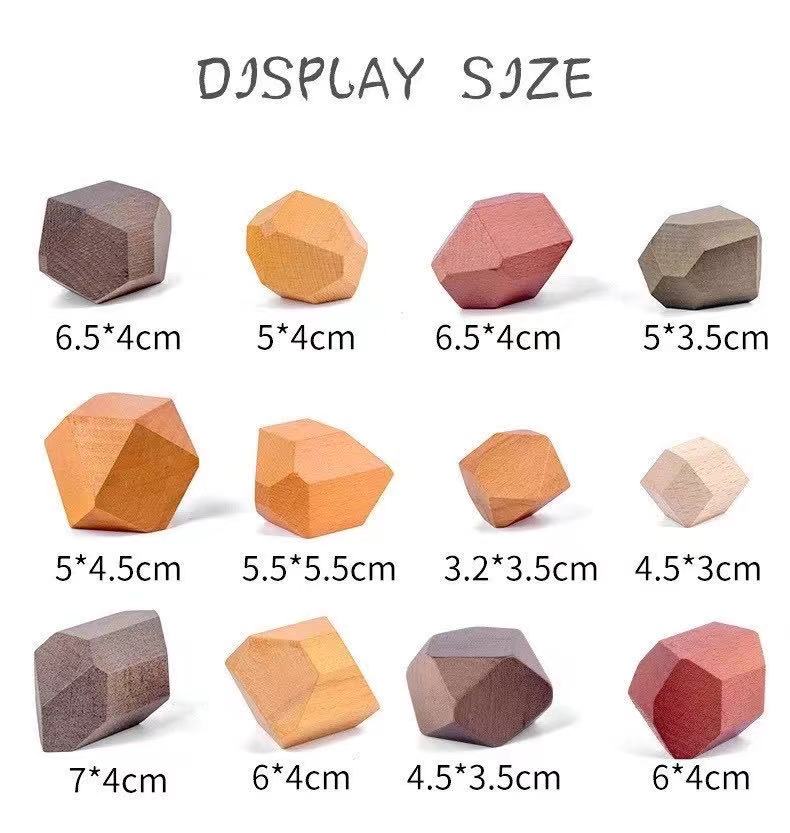 12 Pieces Jumbo Wooden Nature Balance Blocks- Open ended wooden toys