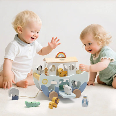 Wooden Noah's Ark Toy | Montessori Faith-Based Play Set for Toddlers