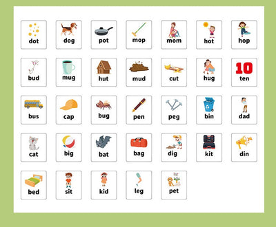 CVC Word Spin and Read Phonic Spelling Learning Game Word Cognitive Pairing