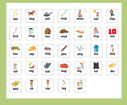 CVC Word Spin and Read Phonic Spelling Learning Game Word Cognitive Pairing