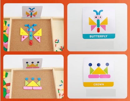 Tap a Shape Wooden Hammer Deluxe Nail Board  Geometric Shapes Game Toy