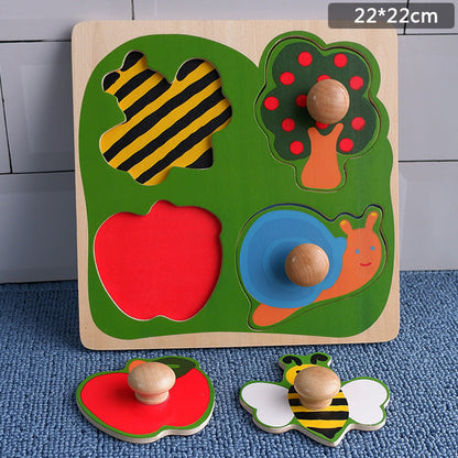 Wooden Jumbo Knob Puzzle Fruits and Animals Puzzle