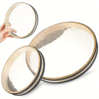 Ocean Drum Sea Wave Tamborine Kids Wooden Natural Percussion Musical Instrument Sound Sensory Toy