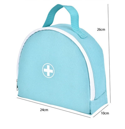 Kit médico de madera para niños con bolsa, juego de botiquín de primeros auxilios rojo